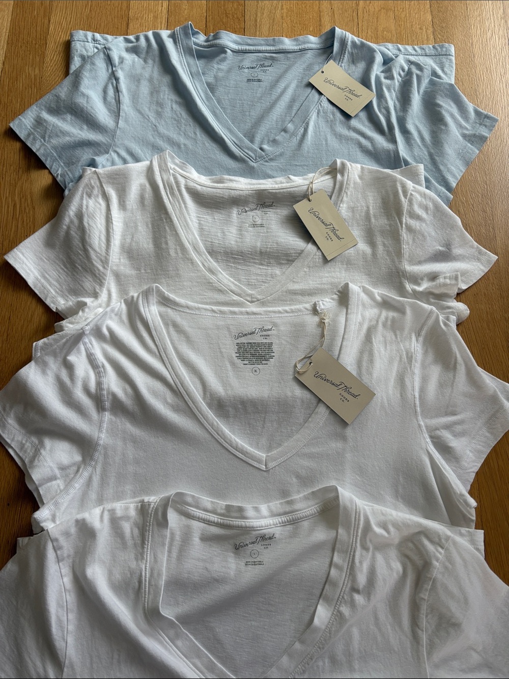Universal Thread V-Neck T-shirts, 1 Light Blue & 3 White. Buy 3 get 1 FREE! - Picture 3 of 16
